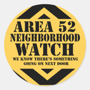 Area 52 Neighbourhood Watch Patrol Classic Round Sticker
