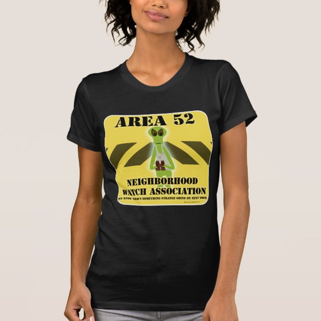 Area 52 With Alien Cartoon Logo Design T-Shirt (Front)