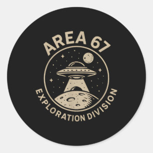 Area 67 Exploration Division Funny 67 Meme Ufo Des Classic Round Sticker