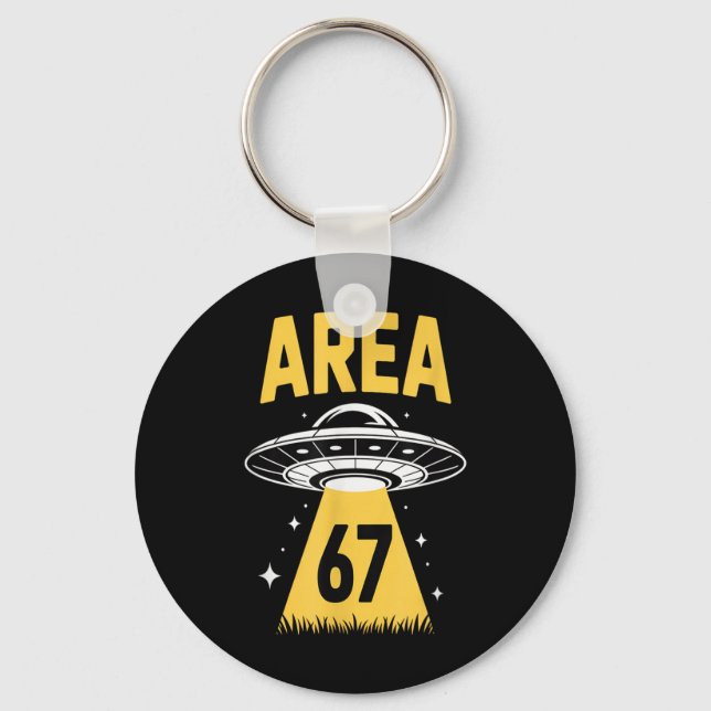 Area 67 Funny Ufo Spaceship 6 7 Alien Theme  Key Ring (Front)
