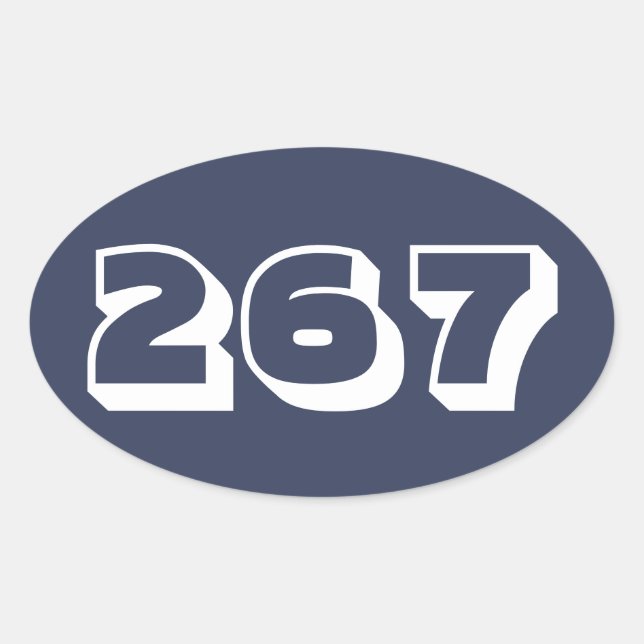 Area Code 267 (Philadelphia) Oval Sticker (Front)