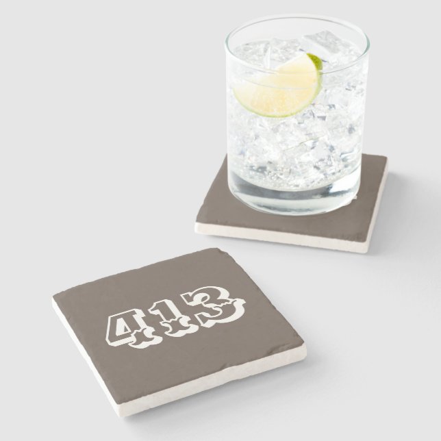 Area Code 413 Stone Coaster (Side)