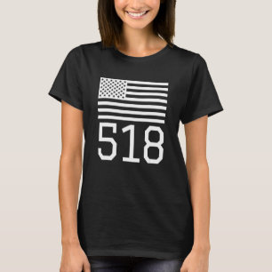 Area Code 518 American Flag Usa Mohawk Valley New  T-Shirt