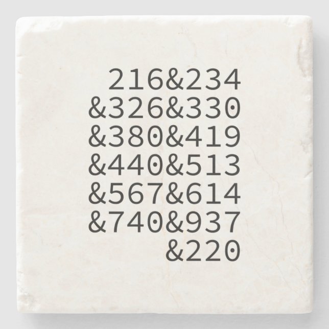 Area Codes Ohio Stone Coaster (Front)
