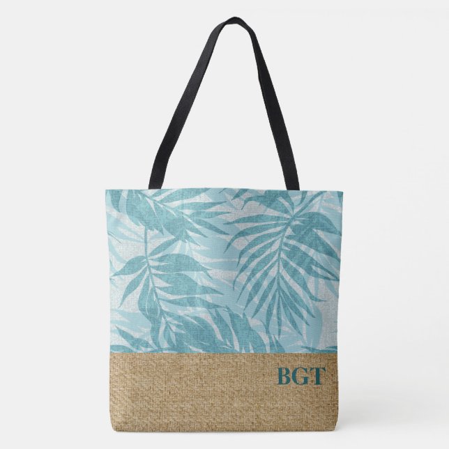 Areca Palms Hawaiian Tropical Grass Cloth Tote Bag (Front)