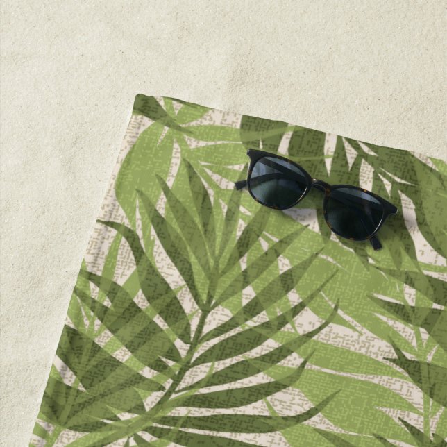 Areca Palms Hawaiian Tropical Vintage Beach Towel (In Situ)