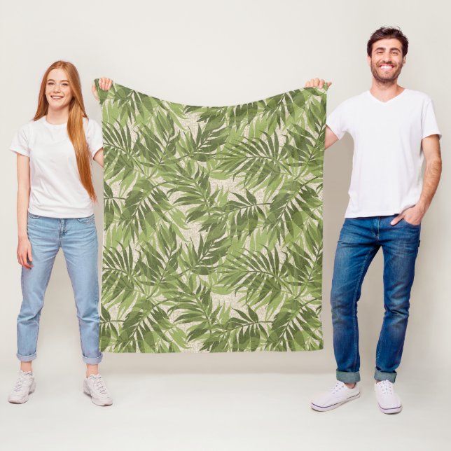 Areca Palms Hawaiian Tropical Vintage Fleece Blanket (In Situ)