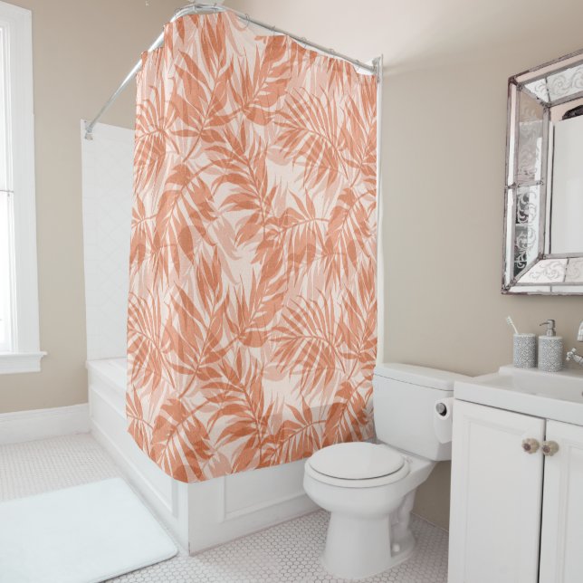 Areca Palms Hawaiian Tropical Vintage Shower Curtain (In Situ)