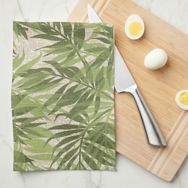 Areca Palms Hawaiian Tropical Vintage Tea Towel (Quarter Fold)