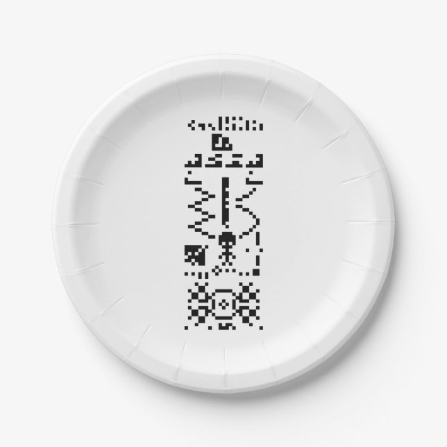 Arecibo Binary Message Reply Paper Plate (Front)