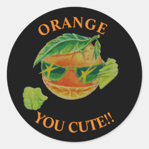 Aren't you cute! Sticker with orange character.