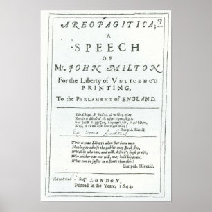 Areopagitica'  a speech of John Milton Poster