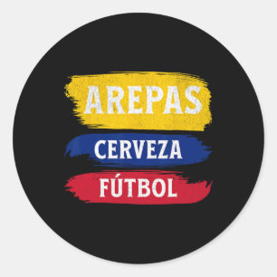 Arepas Cerveza Futbol Ecuador Flag Soccer Beer His Classic Round Sticker