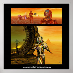 ARES AND TITAN / CYBORGS IN THE DESERT OF HYPERION POSTER