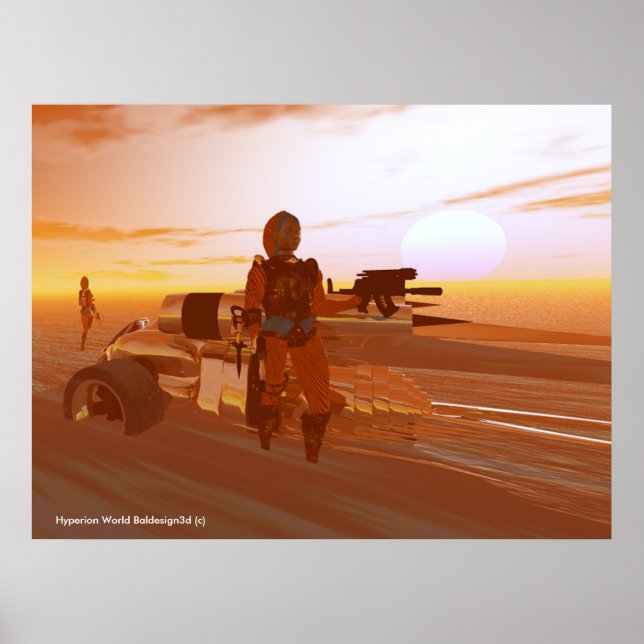 ARES CYBORG,DESERT HYPERION,SCIENCE FICTION Scifi Poster (Front)