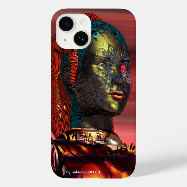 ARES - CYBORG PORTRAIT Red Science Fiction Case-Mate iPhone Case (Back)