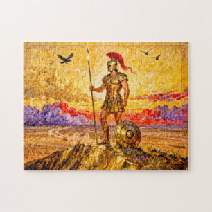 Ares in Armor Standing on Mountain with Spear Jigsaw Puzzle