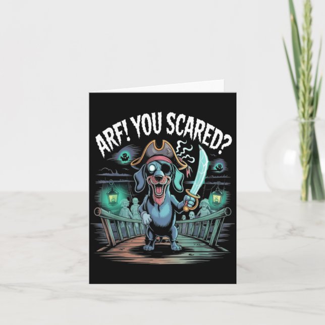 Arf You Scared_ Funny Dachshund Dog Halloween Card (Front)