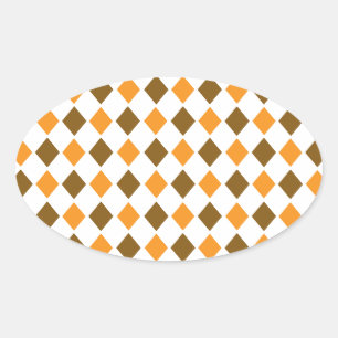 [ARG-BRO-1] Brown and orange retro argyle Oval Sticker