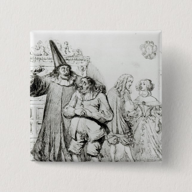 Argan and Monsieur Purgon 15 Cm Square Badge (Front)