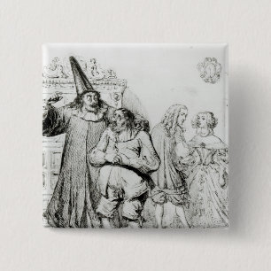 Argan and Monsieur Purgon 15 Cm Square Badge