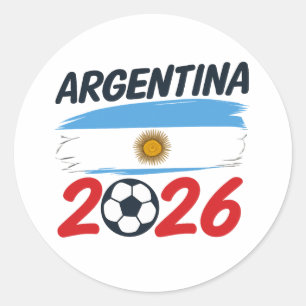 Argentina 2026 Soccer Fan Design Flag Colors Classic Round Sticker
