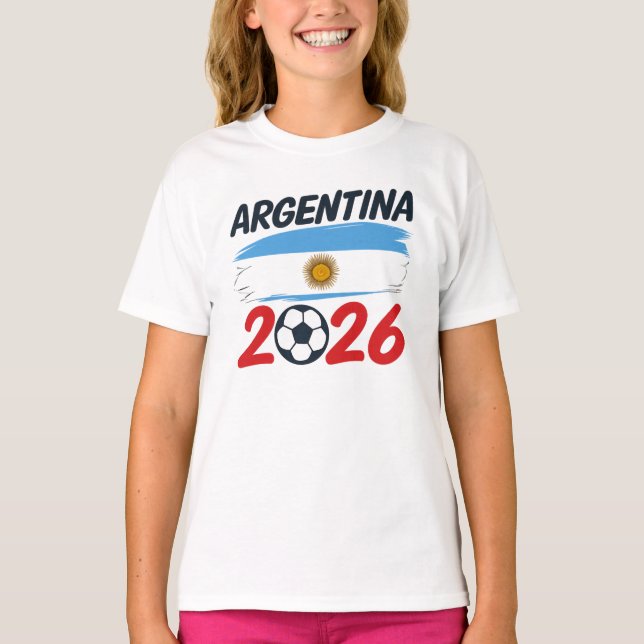 Argentina 2026 Soccer Fan Design Flag Colors T-Shirt (Front)