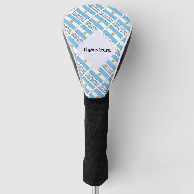 Argentina and Argentine Flag Tiled with Your Name Golf Head Cover (Front)