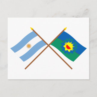 Argentina and Buenos Aires Crossed Flags Postcard