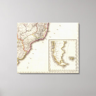 Argentina and Chile Engraved Map Canvas Print