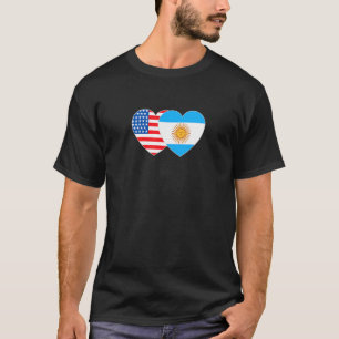 Argentina and USA Flag Twin Heart for Argentine Am T-Shirt