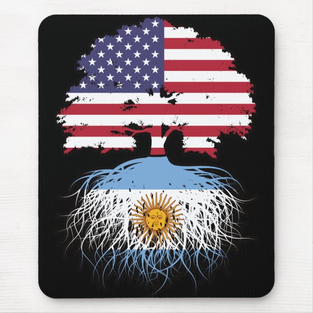 Argentina Argentine American USA Tree Roots Flag Mouse Pad (Front)