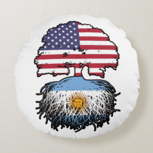 Argentina Argentine American USA Tree Roots Flag Round Cushion