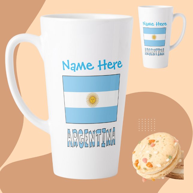 Argentina Argentine Flag Personalised Name Large Latte Mug (Creator Uploaded)
