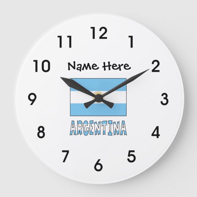 Argentina Argentine Flag Personalized  Large Clock (Front)