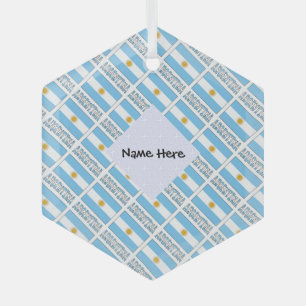 Argentina Argentine Flag Tiled Personalised  Glass Tree Decoration