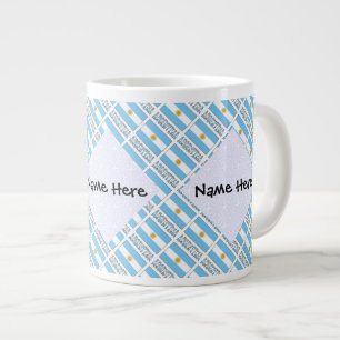 Argentina Argentine Flag Tiled Personalised Text Large Coffee Mug