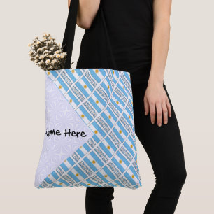 Argentina Argentine Flag Tiled Personalised Text Tote Bag