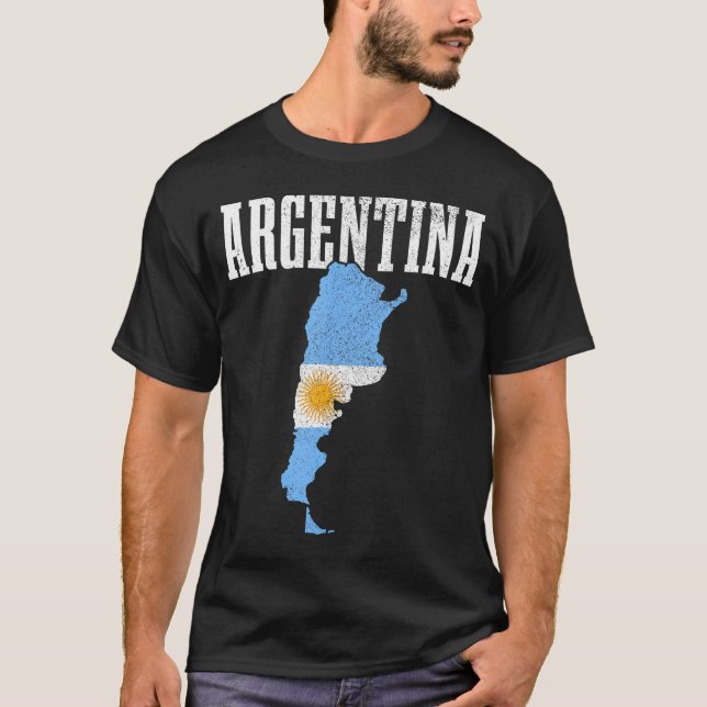 Argentina Argentinian Flag Map Argentine Pride     T-Shirt (Front)