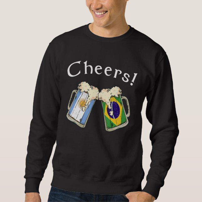 Argentina Brazil Flag Cheers Beer Grown Patriot Co Sweatshirt (Front)