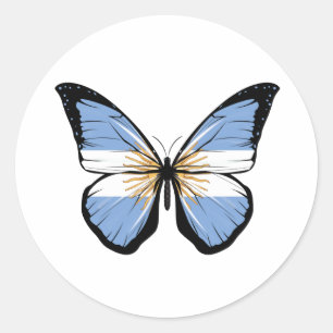 Argentina Butterfly Flag Classic Round Sticker