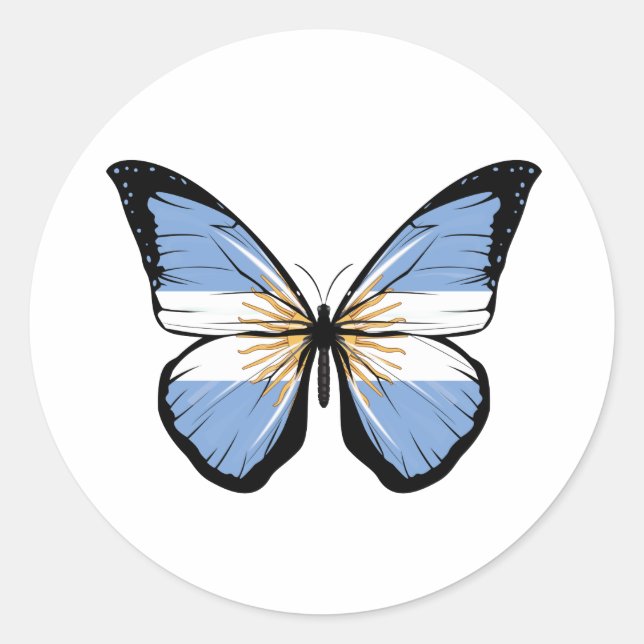 Argentina Butterfly Flag Classic Round Sticker (Front)