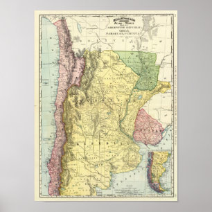 Argentina, Chile, Paraguay, Uruguay Poster