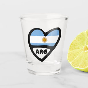 Argentina Country Code Flag Heart ARG Shot Glass