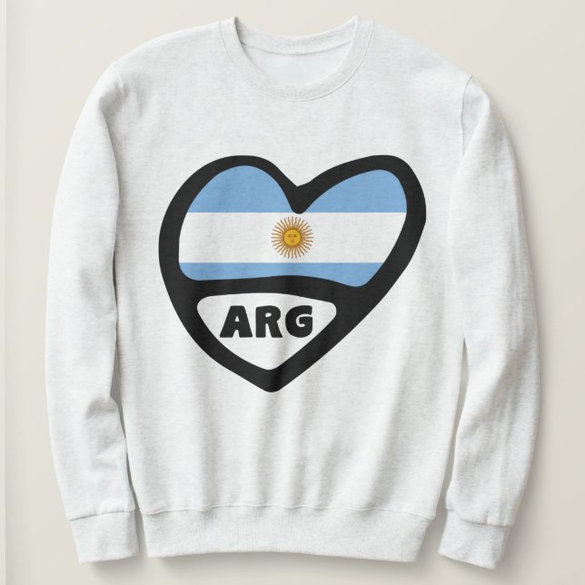 Argentina Country Code Flag Heart ARG Sweatshirt (Design Front)