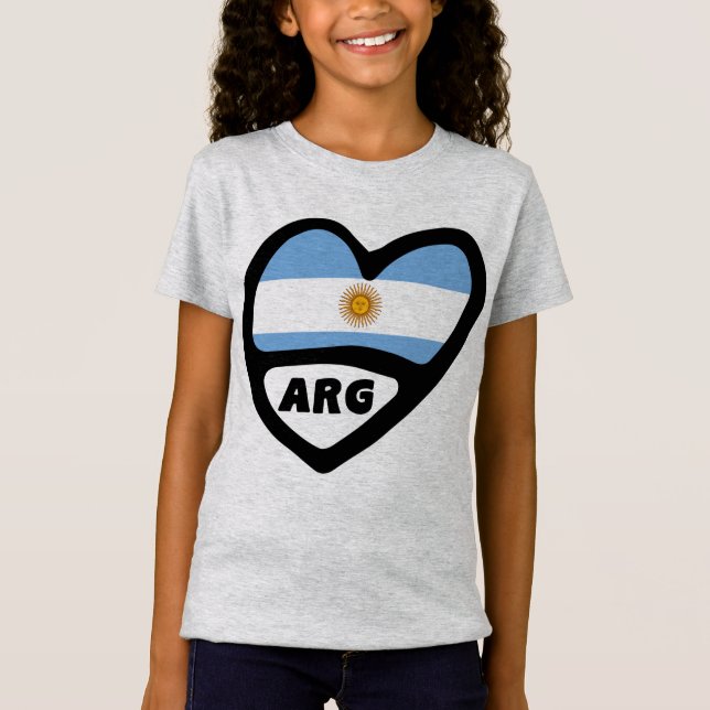 Argentina Country Code Flag Heart ARG T-Shirt (Front)