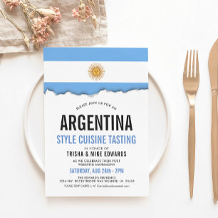 Argentina Cuisine Party Flag White Invite