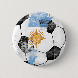 Argentina Distressed Soccer 6 Cm Round Badge