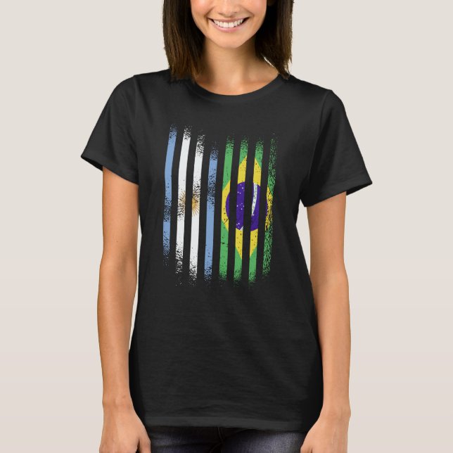 Argentina Flag Brazil Grown Country Flags Stripes T-Shirt (Front)