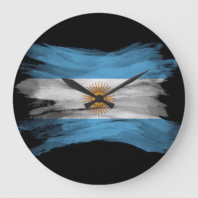 Argentina flag brush stroke, national flag large clock (Front)